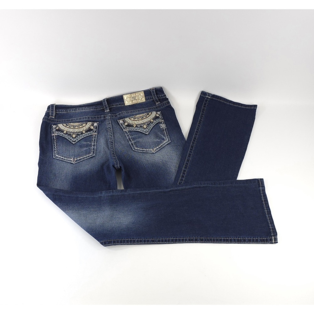 Miss Me women Size 34 Boot Jeans ornate crystal-embellished back pockets